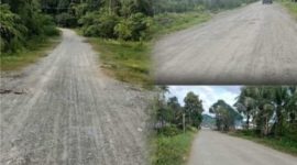 Keterangan Foto: Kondisi Jalan Trans Waleh dibiayai Pemkab Halteng senilai Rp. 4,9 Milyar yang hingga kini belum di hotmix