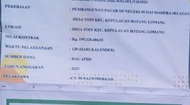 Foto: Papan proyek pembangunan Pagar Sekolah 