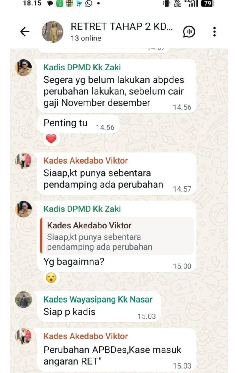 Hasil Percakapan kadis DPMD Dan Sejumlah Kades di Halmahera Selatan 