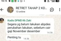 Hasil Chat kadis DPMD Halsel Dengan sejumlah kepala Desa 