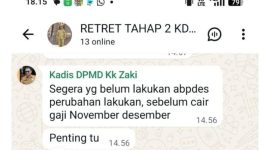 Hasil Chat kadis DPMD Halsel Dengan sejumlah kepala Desa 