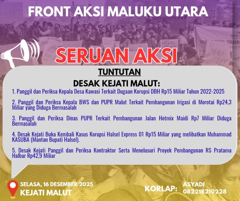 Foto : Lima tuntutan Front Aksi Maluku Utara
