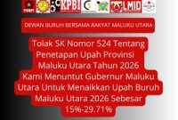 Foto, Sikap Dewan Buruh Bersama Rakyat Maluku Terkait Upah Pemprov Malut 2026