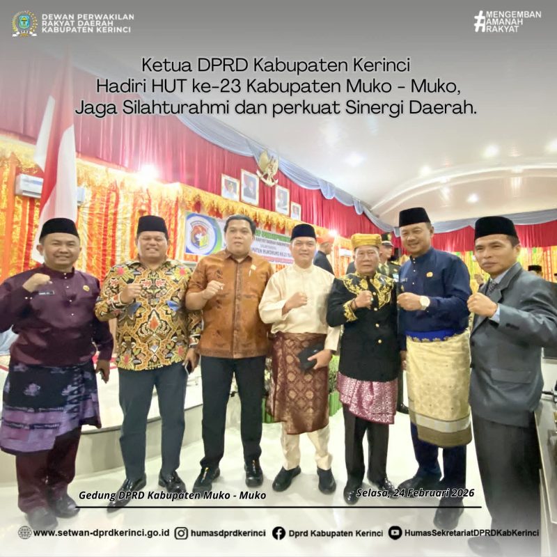 Foto Istimewa, Ketua DPRD dan Sekertaris DPRD Kerinci menghadiri peringatan Hari Ulng Tahun (HUT) ke-23 Kabupaten MukoMuko